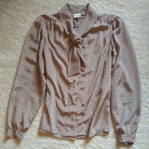 Vintage beige bowtie blouse